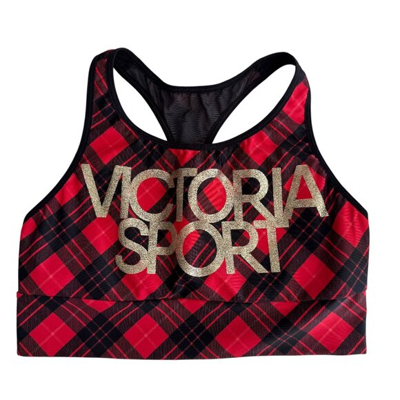 Victoria Sport Plaid Metallic Sports Bra - Picture 1 of 6